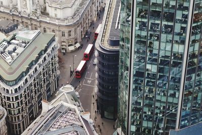 High angle view of buildings in city