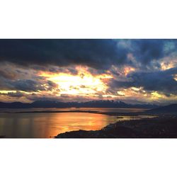 Scenic view of sunset over river