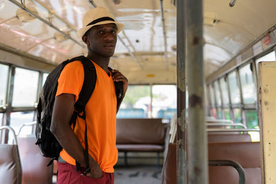 Man working in bus