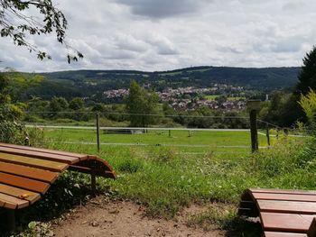 Scenic view of field against sky