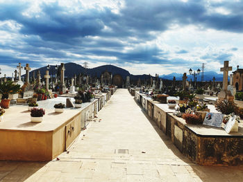 Panoramic view of sea and buildings against sky