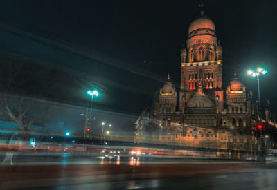 Illuminated building at night
