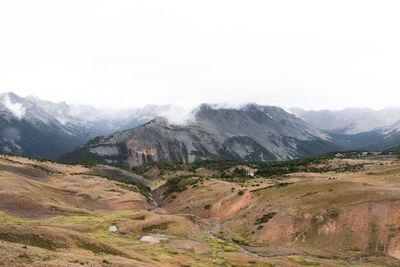 Scenic view of mountains against clear sky