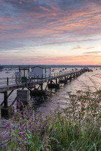 Scenic view of hardway pier at sunrise, gosport, hampshire 