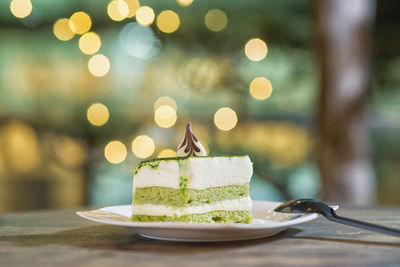 Close-up of cake on table