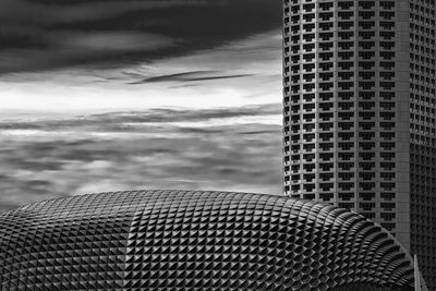 Low angle view of modern buildings against sky