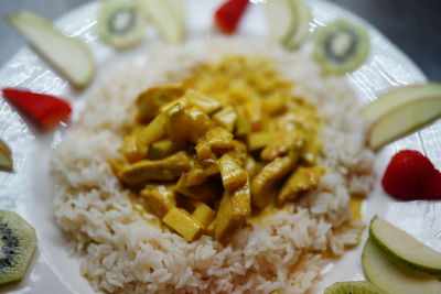 Close-up of food served in plate