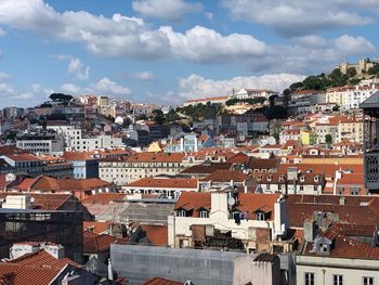 High angle view of townscape against sky