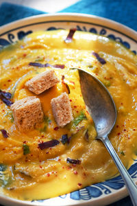 High angle view of food in bowl