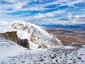 Scenic view of snowcapped mountain against sky