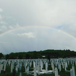 Scenic view of rainbow against sky