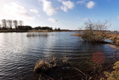 Scenic view of lake against sky