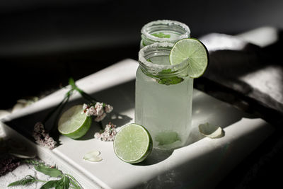 Green drink on table