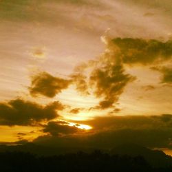 Scenic view of cloudy sky at sunset