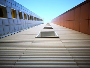 Low angle view of building against clear blue sky