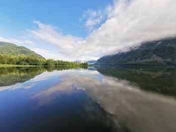 Scenic view of lake against sky