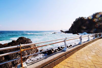 Scenic view of sea against clear sky