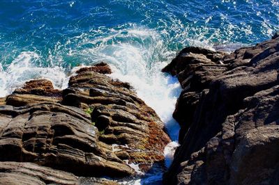 Scenic view of sea and rocks