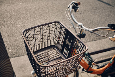 High angle view of bicycle on street