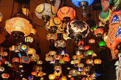 Low angle view of illuminated lanterns