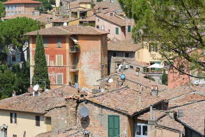 High angle view of buildings in town