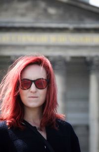 Portrait of beautiful woman wearing sunglasses