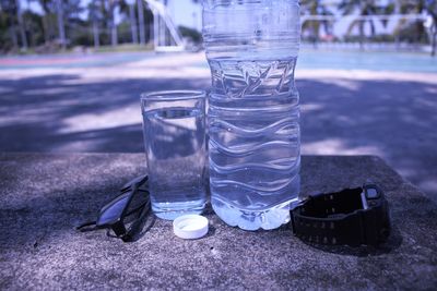 Close-up of water in glass on table