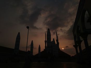 Panoramic view of buildings against sky during sunset