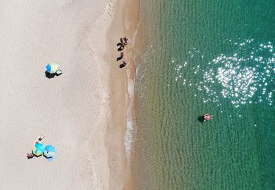 High angle view of people on beach
