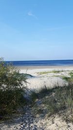 Scenic view of sea against clear sky