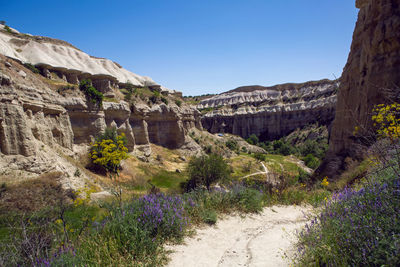 Interesting rock in the town of uchisar in turkey in the summer