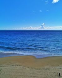 Scenic view of sea against blue sky