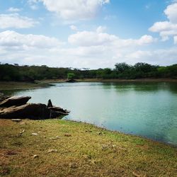 Scenic view of lake against sky