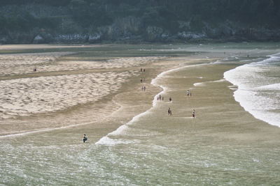 High angle view of people on beach