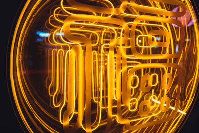 Close-up of illuminated light trails