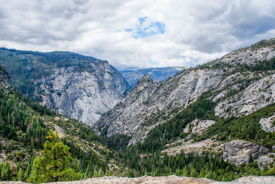 Scenic view of rocky mountains against sky