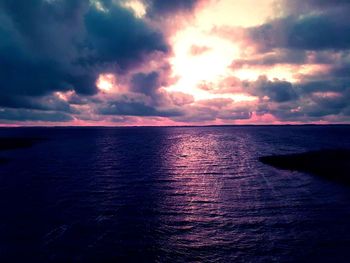 Scenic view of sea against sky at sunset