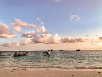 Scenic view of sea against sky during sunset