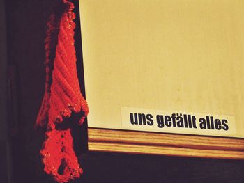 Close-up of text on wall