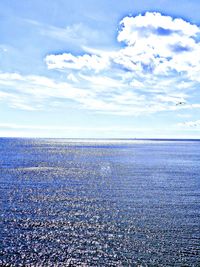 Scenic view of sea against cloudy sky