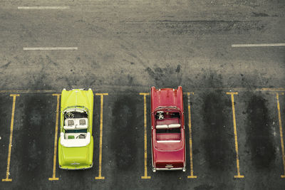 High angle view of cars on road