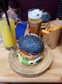 High angle view of drink on table at restaurant