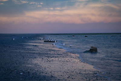 Scenic view of sea against sky during sunset