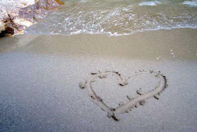 Heart shape on sand at beach