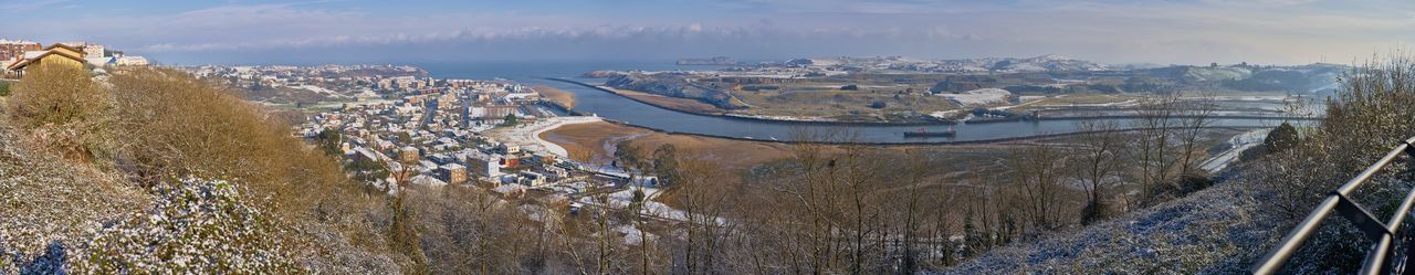 High angle view of snow covered landscape