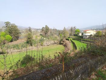 Scenic view of land against clear sky