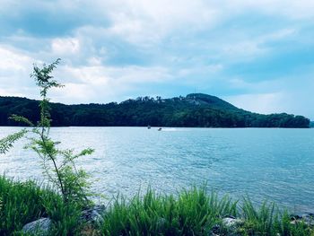 Scenic view of lake against sky