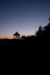 Silhouette of building against sky during sunset