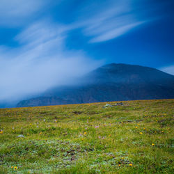 Scenic view of mountains against sky