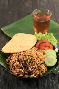 Close-up of food on table